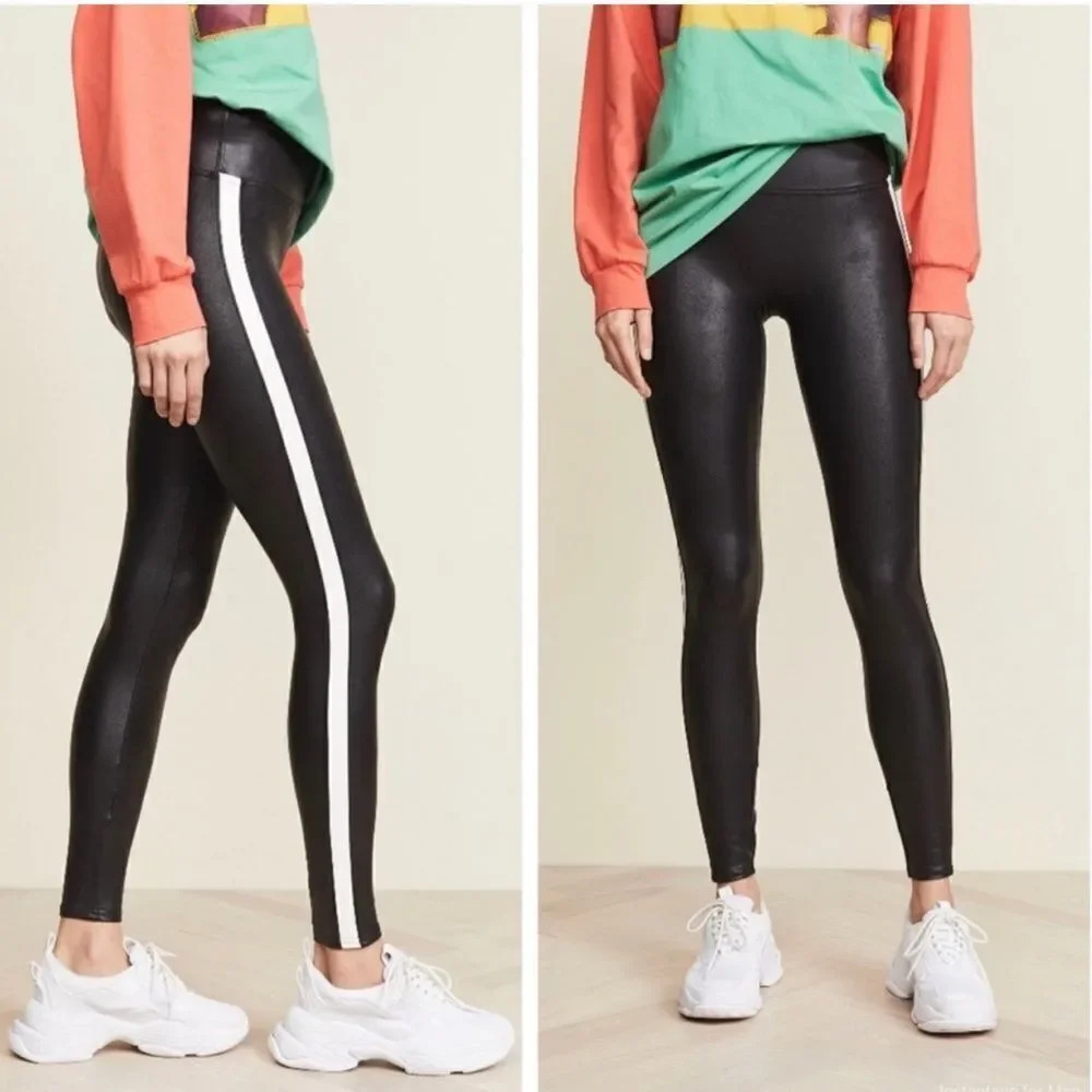 SPANX Faux Leather Side Stripe Leggings